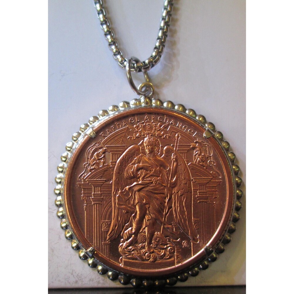NEW!   Raphael the Archangel   .999 Fine Copper Round/Pendant Necklace
